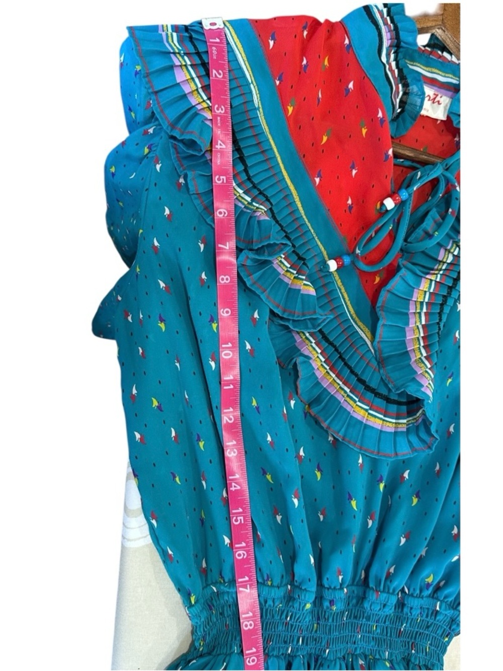 Assorti for Susan Freis Vintage Dress Blue Red Womens Size Large - Picture 7 of 9